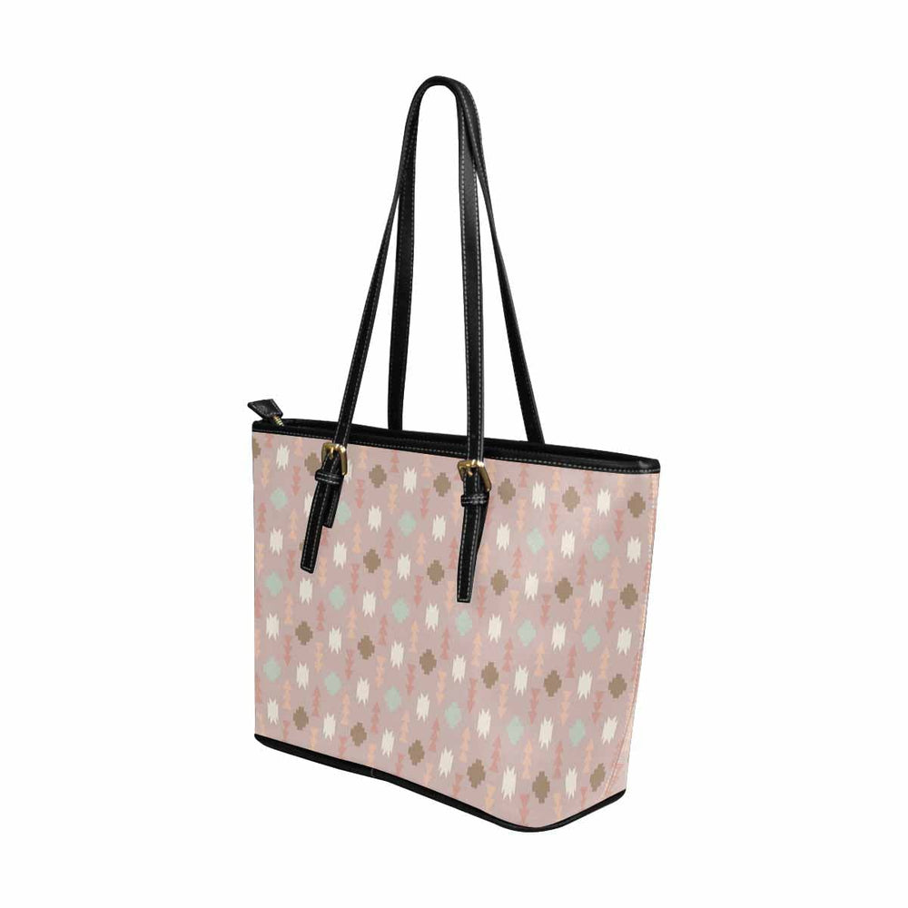 Large Leather Tote Shoulder Bag - Bohemian Pattern Illustration - Bags