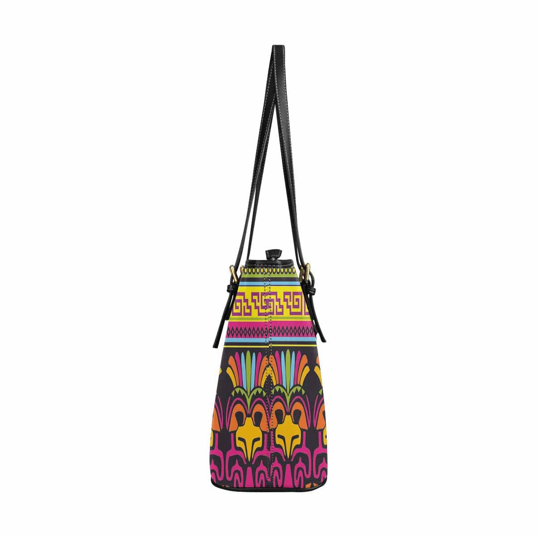 Large Leather Tote Shoulder Bag - Bohemian Print - Bags | Leather Tote Bags