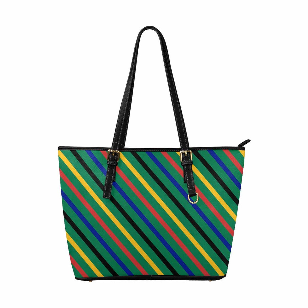 Large Leather Tote Shoulder Bag - Bohemian Multicolor Illustration - Bags