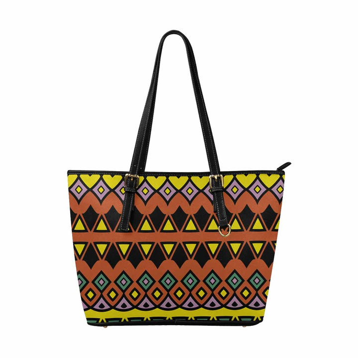 Large Leather Tote Shoulder Bag - Bohemian Multicolor Illustration - Bags