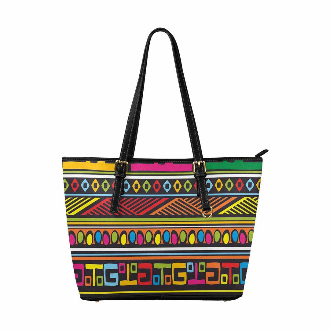 Large Leather Tote Shoulder Bag - Bohemian Print - Bags | Leather Tote Bags