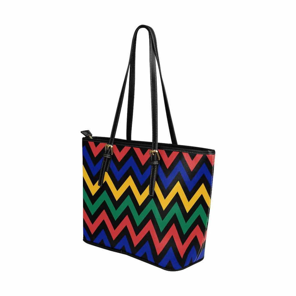 Large Leather Tote Shoulder Bag - Bohemian Multicolor Illustration - Bags