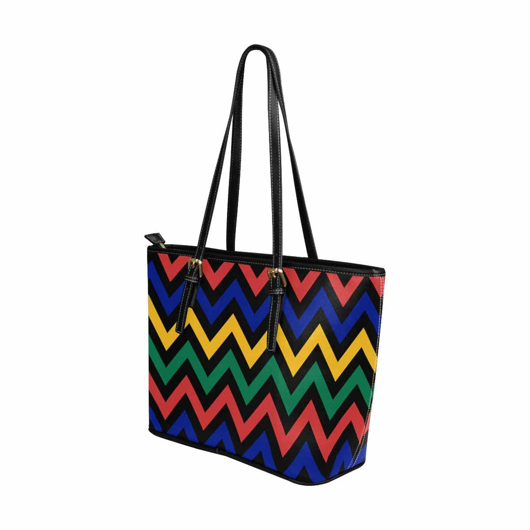 Large Leather Tote Shoulder Bag - Bohemian Multicolor Illustration - Bags