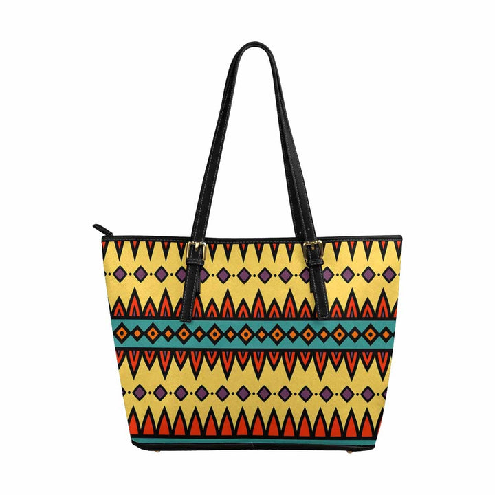 Large Leather Tote Shoulder Bag - Bohemian Multicolor Illustration - Bags