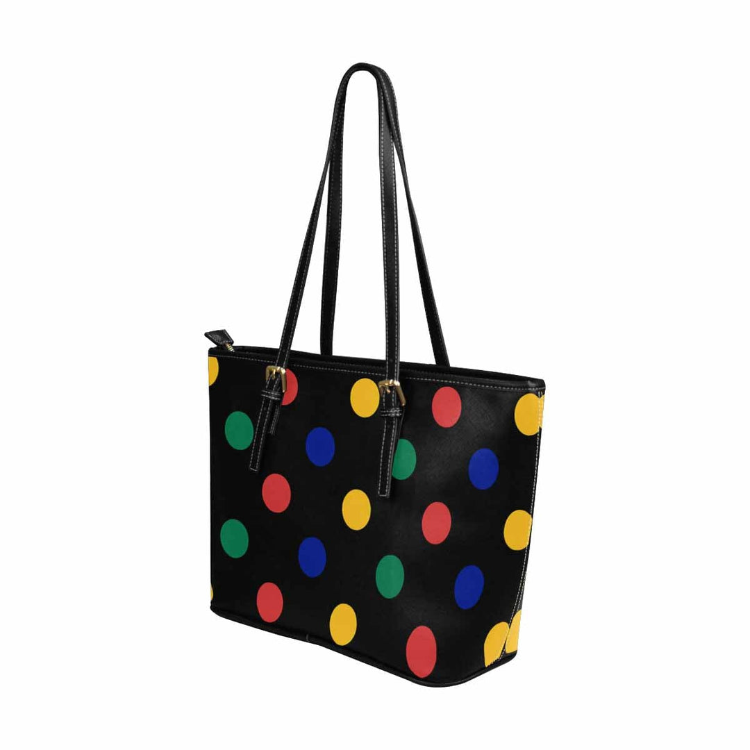 Large Leather Tote Shoulder Bag - Bohemian Multicolor Illustration - Bags