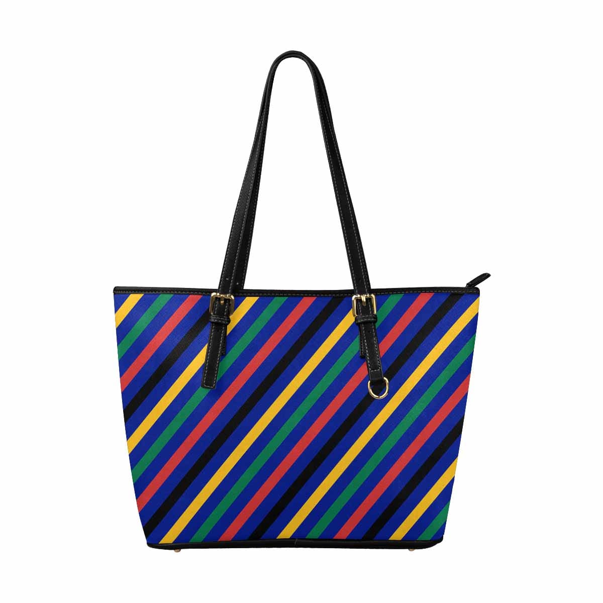 Large Leather Tote Shoulder Bag - Bohemian Multicolor Illustration - Bags