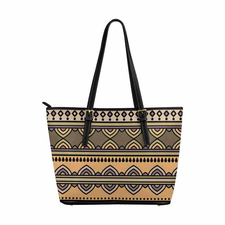 Large Leather Tote Shoulder Bag - Bohemian Multicolor Illustration - Bags