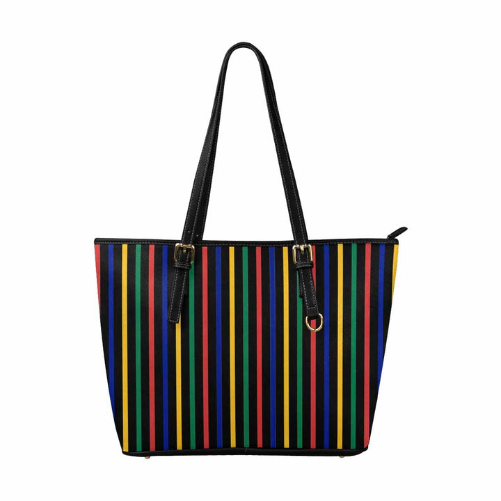 Large Leather Tote Shoulder Bag - Bohemian Multicolor Illustration - Bags