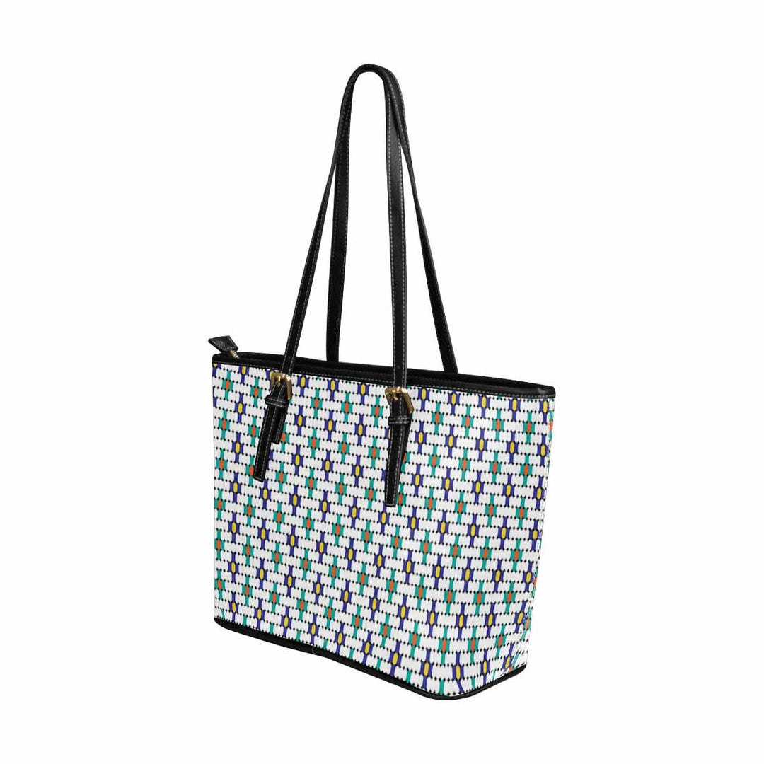 Large Leather Tote Shoulder Bag - Bohemian Multicolor Illustration - Bags