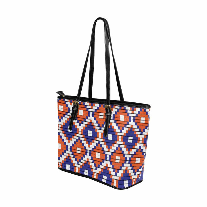 Large Leather Tote Shoulder Bag - Bohemian Multicolor Illustration - Bags