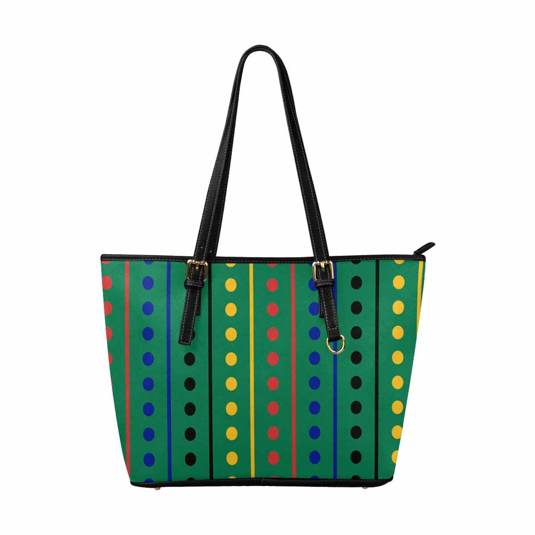 Large Leather Tote Shoulder Bag - Bohemian Multicolor Illustration - Bags