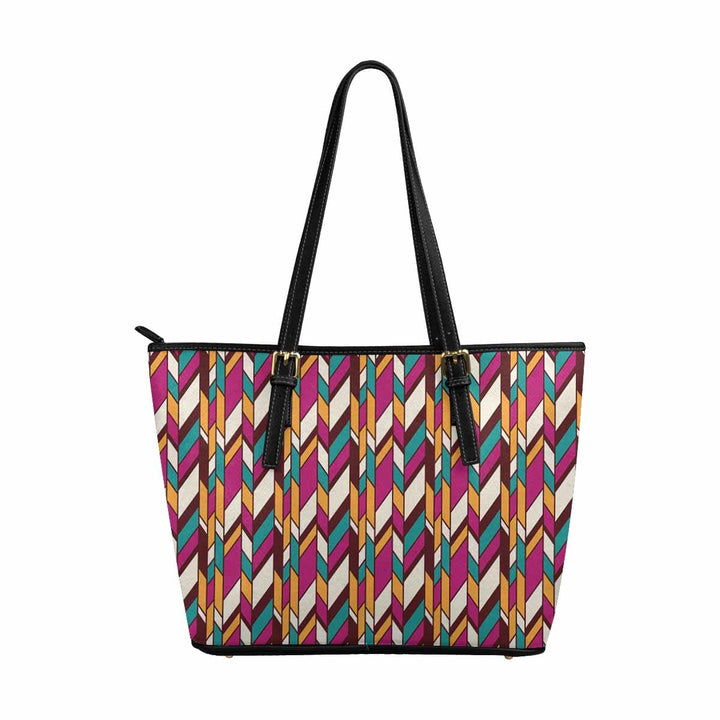 Large Leather Tote Shoulder Bag - Bohemian Multicolor Illustration