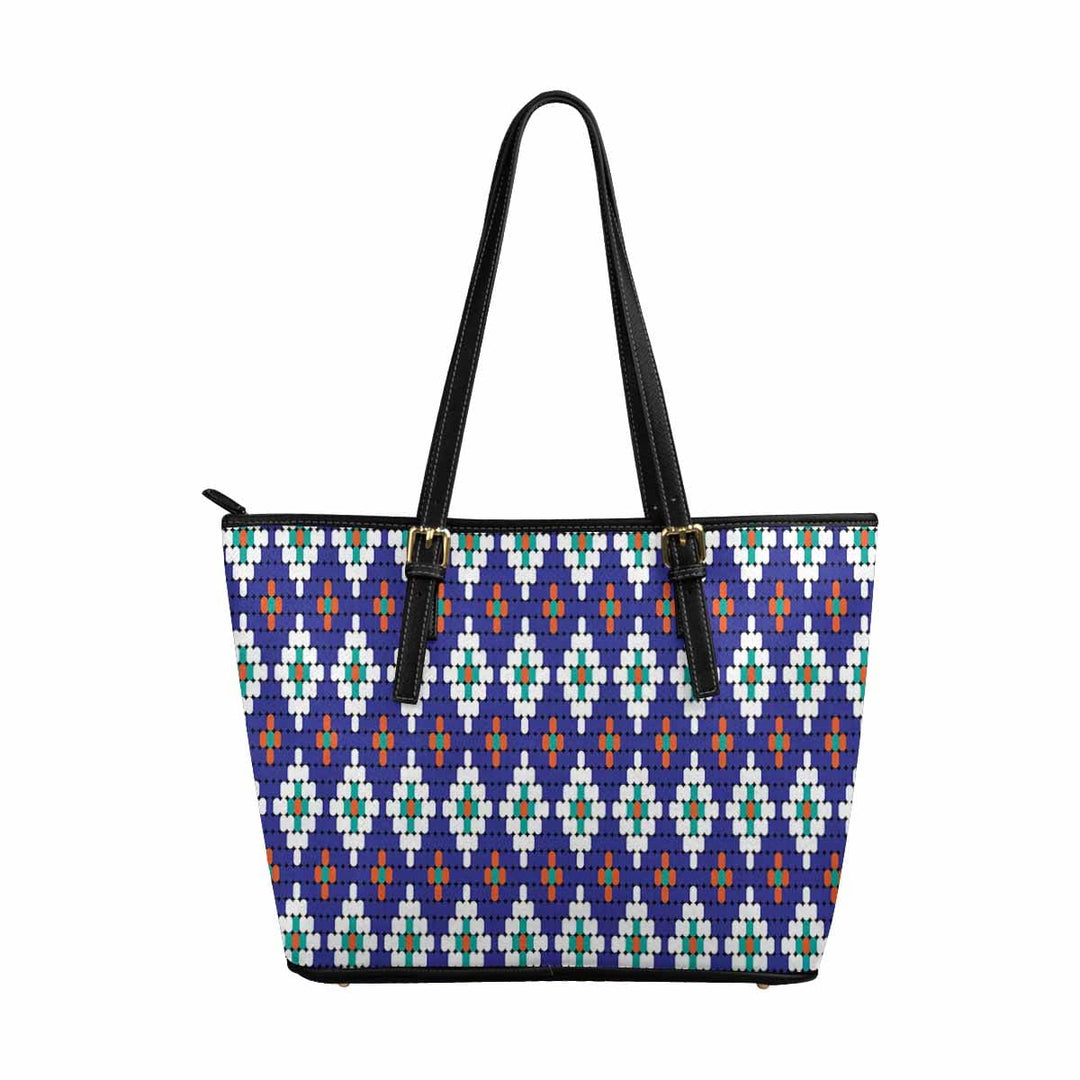 Large Leather Tote Shoulder Bag - Bohemian Multicolor Illustration - Bags