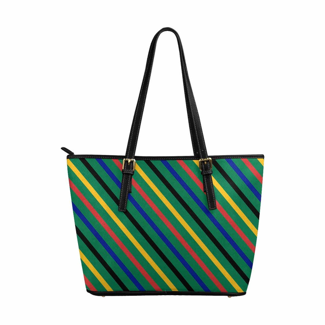 Large Leather Tote Shoulder Bag - Bohemian Multicolor Illustration - Bags