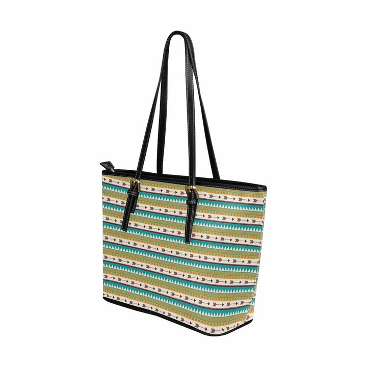 Large Leather Tote Shoulder Bag - Bohemian Multicolor Illustration - Bags