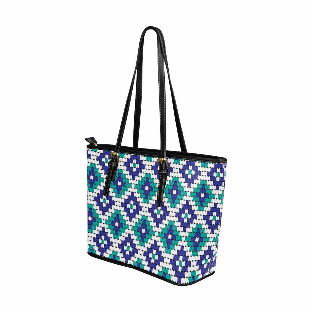 Large Leather Tote Shoulder Bag - Bohemian Multicolor Illustration - Bags