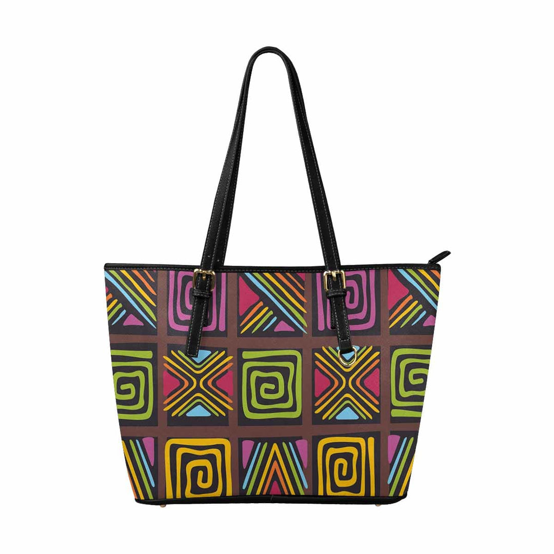 Large Leather Tote Shoulder Bag - Bohemian Print - Bags | Leather Tote Bags