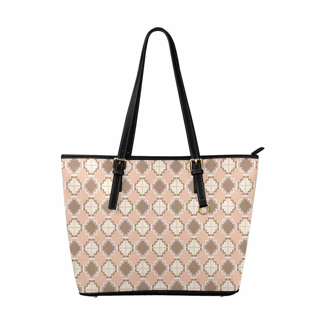 Large Leather Tote Shoulder Bag - Bohemian Pattern Illustration - Bags