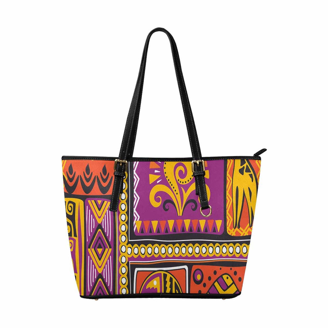 Large Leather Tote Shoulder Bag - Bohemian Print - Bags | Leather Tote Bags