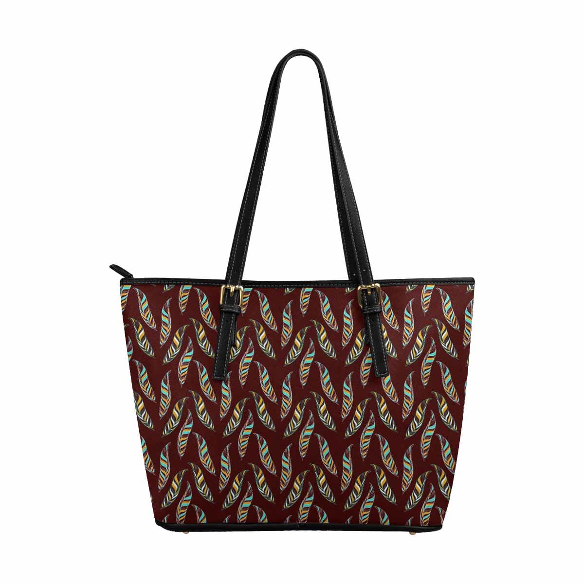 Large Leather Tote Shoulder Bag - Bohemian Pattern Illustration - Bags | Leather