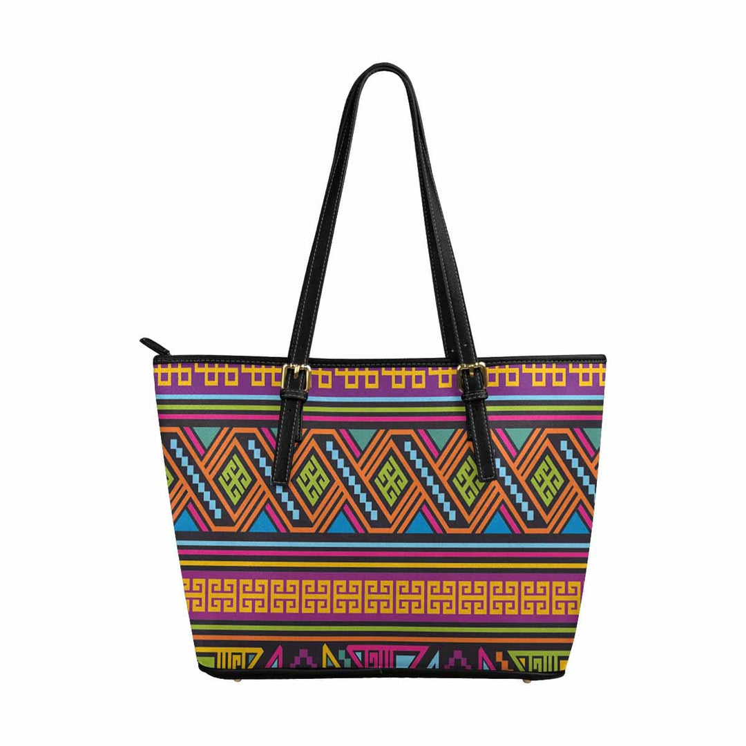 Large Leather Tote Shoulder Bag - Bohemian Print - Bags | Leather Tote Bags