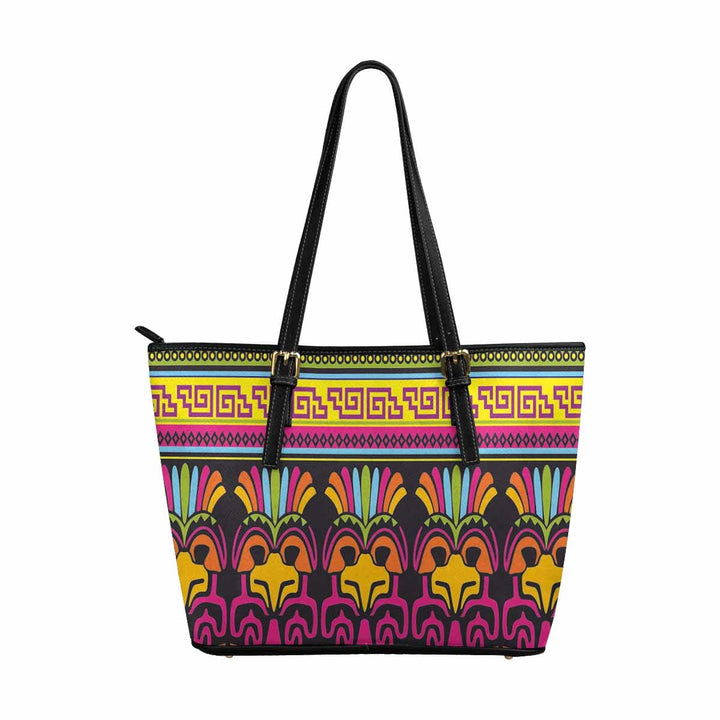 Large Leather Tote Shoulder Bag - Bohemian Print - Bags | Leather Tote Bags