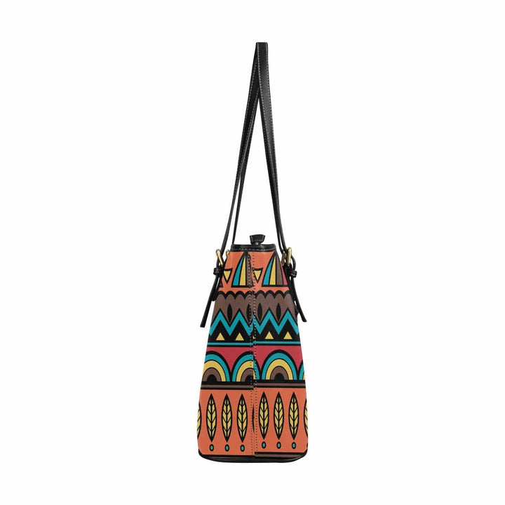 Large Leather Tote Shoulder Bag - Bohemian Multicolor Illustration - Bags