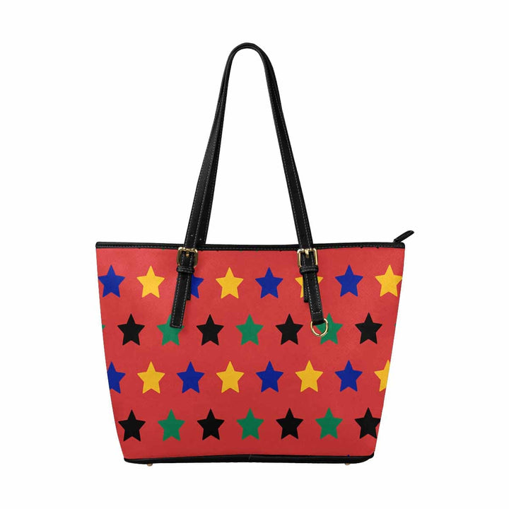 Large Leather Tote Shoulder Bag - Bohemian Multicolor Illustration - Bags