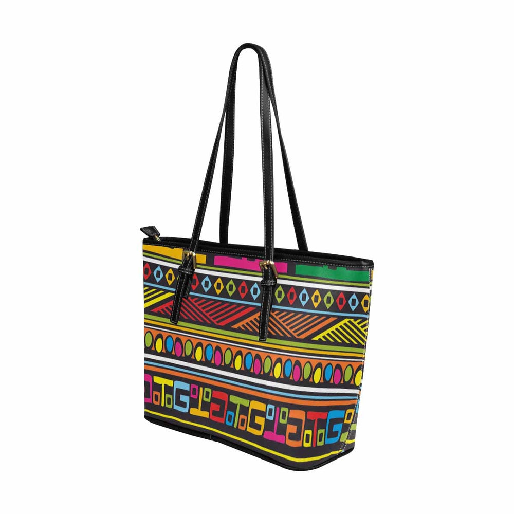 Large Leather Tote Shoulder Bag - Bohemian Print - Bags | Leather Tote Bags