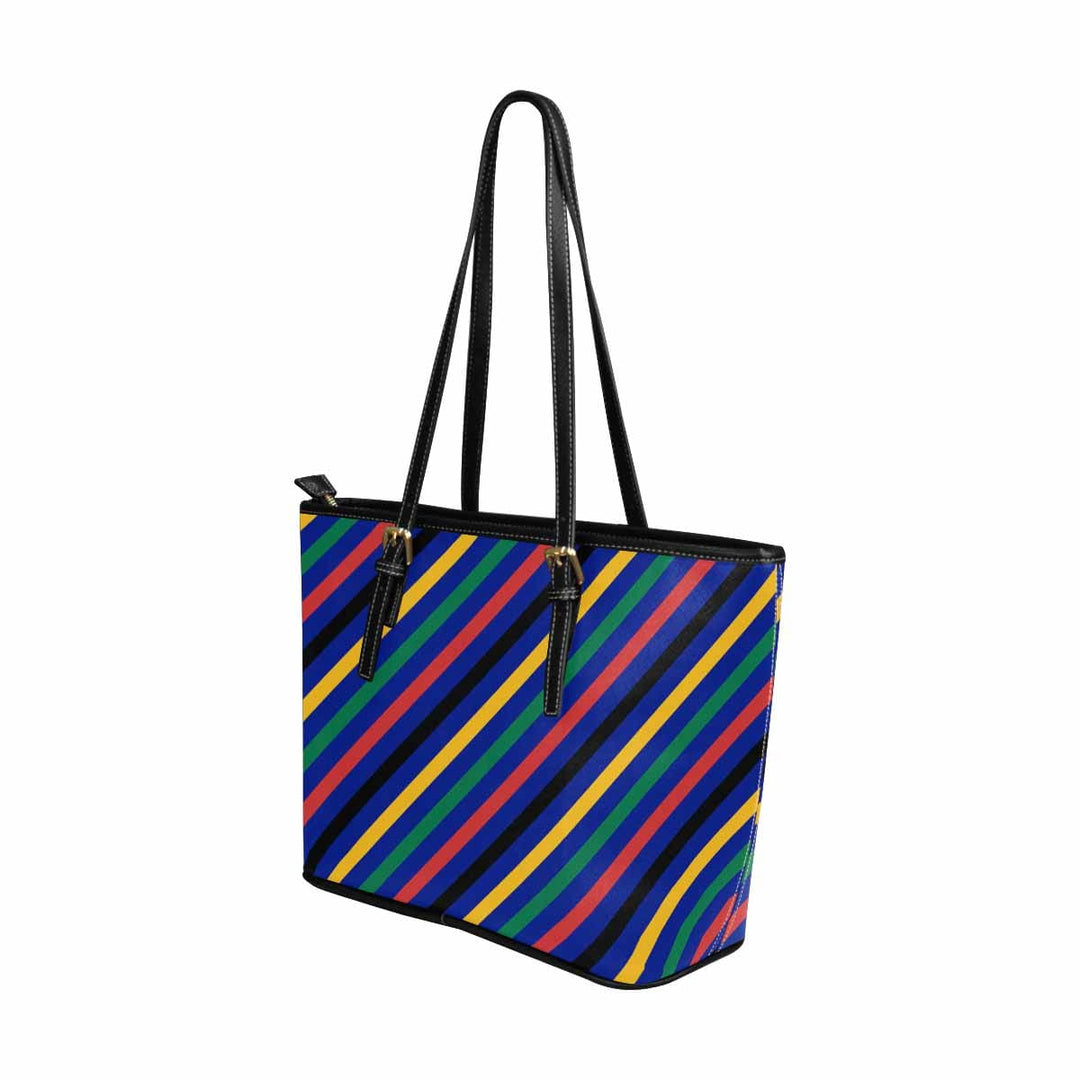 Large Leather Tote Shoulder Bag - Bohemian Multicolor Illustration - Bags