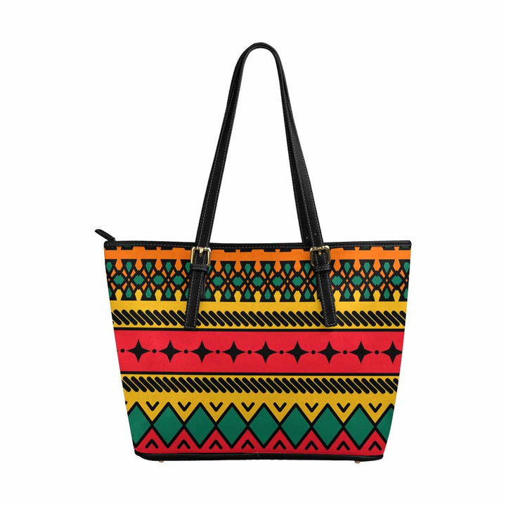 Large Leather Tote Shoulder Bag - Bohemian Multicolor Illustration - Bags