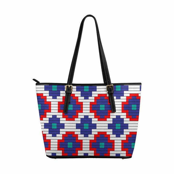 Large Leather Tote Shoulder Bag - Bohemian Multicolor Illustration - Bags