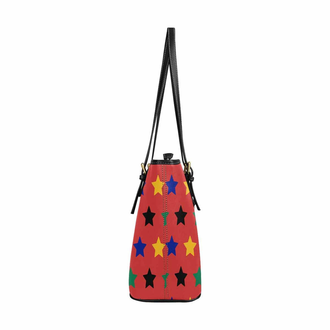 Large Leather Tote Shoulder Bag - Bohemian Multicolor Illustration - Bags