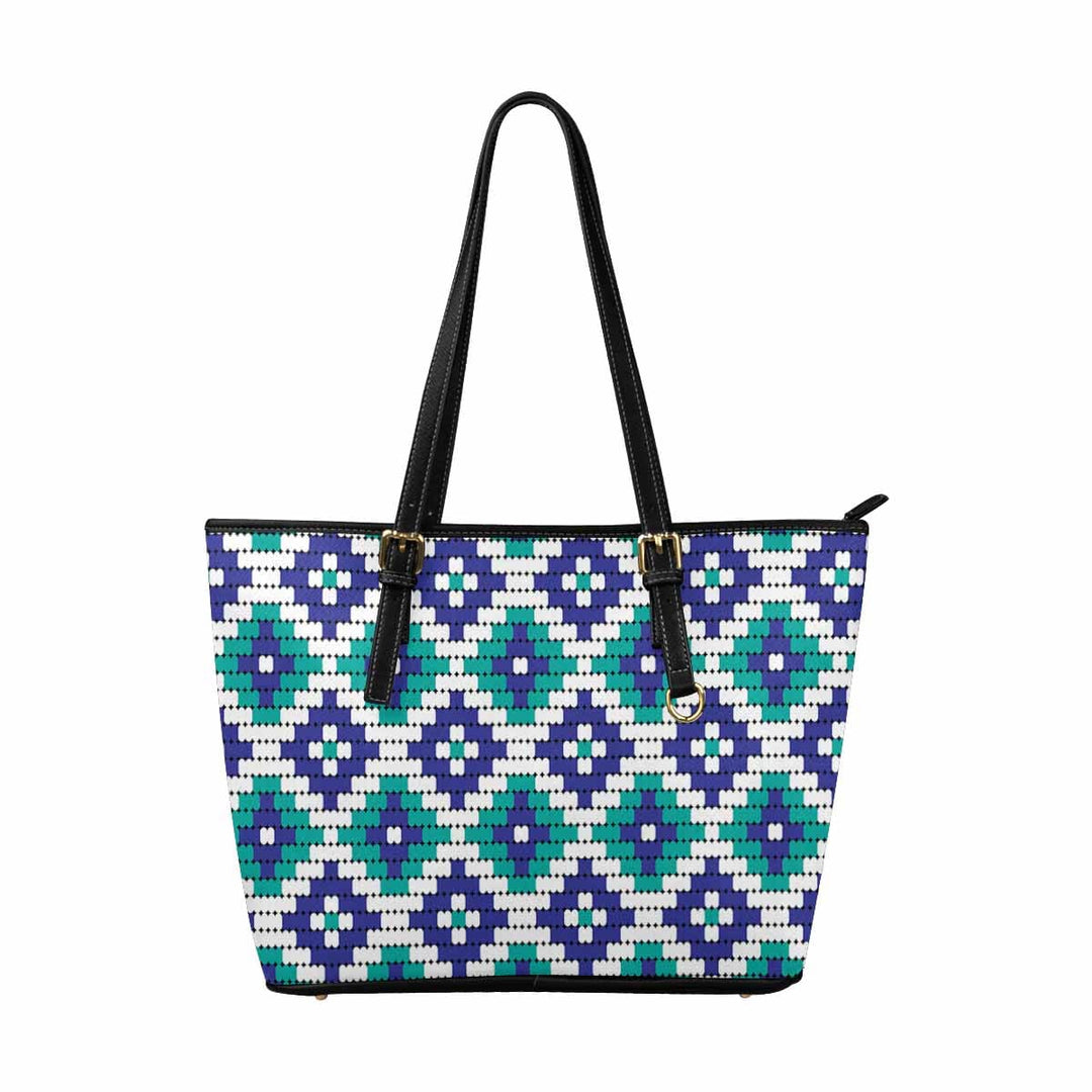 Large Leather Tote Shoulder Bag - Bohemian Multicolor Illustration - Bags