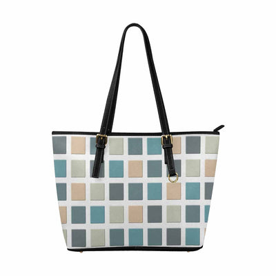 Large Leather Tote Shoulder Bag - Mosaic Tiles Blue Green - Bags | Leather Tote