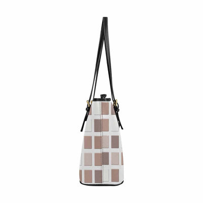 Large Leather Tote Shoulder Bag - Mosaic Tiles Brown - Bags | Leather Tote Bags