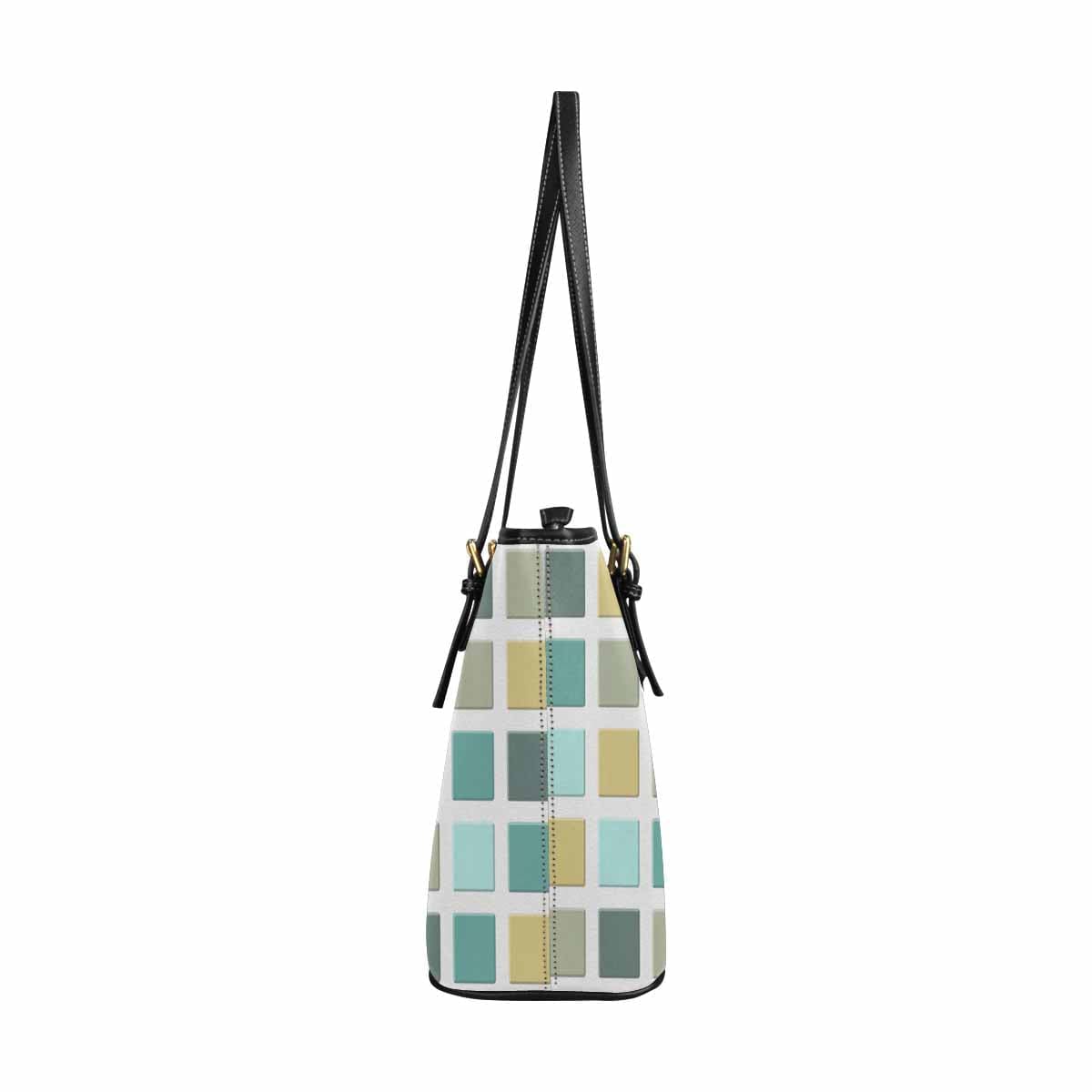 Large Leather Tote Shoulder Bag - Mosaic Tiles Green - Bags | Leather Tote Bags