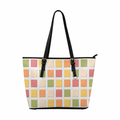 Large Leather Tote Shoulder Bag - Mosaic Tiles Multicolor - Bags | Leather Tote