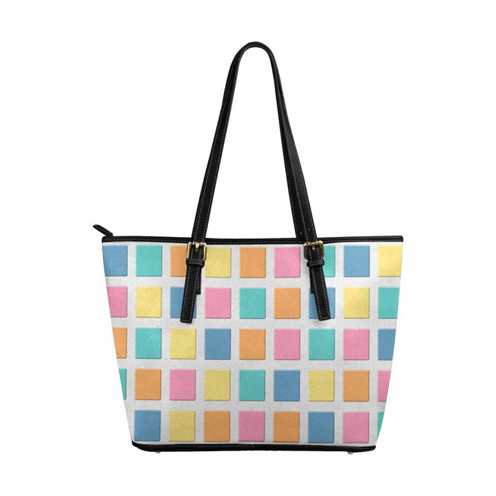 Large Leather Tote Shoulder Bag - Mosaic Tiles Multicolor - Bags | Leather Tote