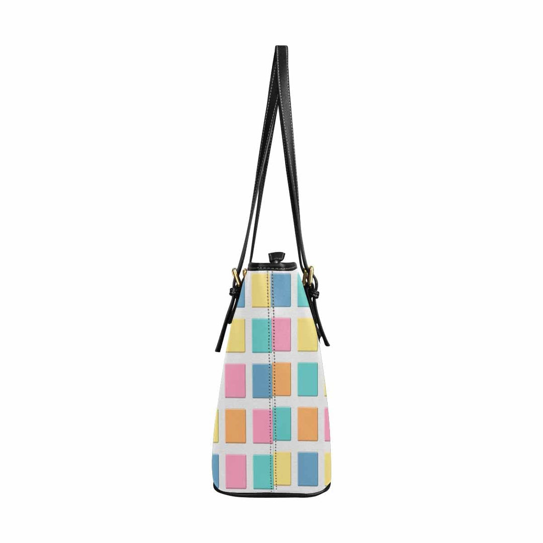 Large Leather Tote Shoulder Bag - Mosaic Tiles Multicolor - Bags | Leather Tote