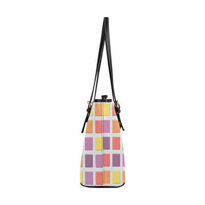 Large Leather Tote Shoulder Bag - Mosaic Tiles Multicolor Handbag - Bags