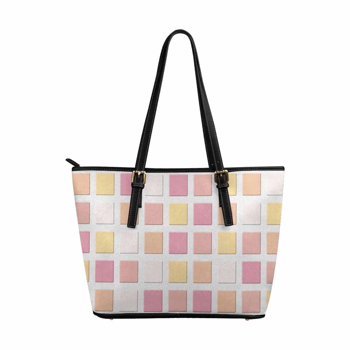 Large Leather Tote Shoulder Bag - Mosaic Tiles Pink - Bags | Leather Tote Bags