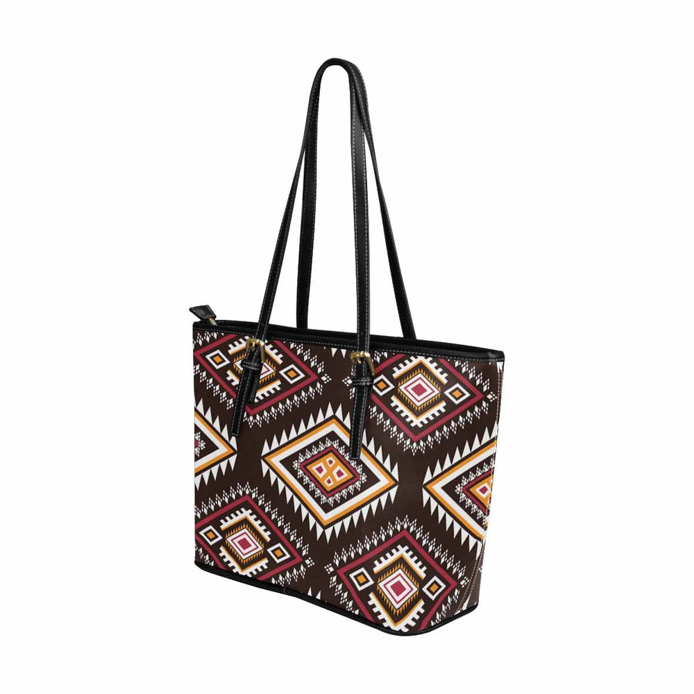 Large Leather Tote Shoulder Bag - Multicolor Illustration - Bags/Leather Tote