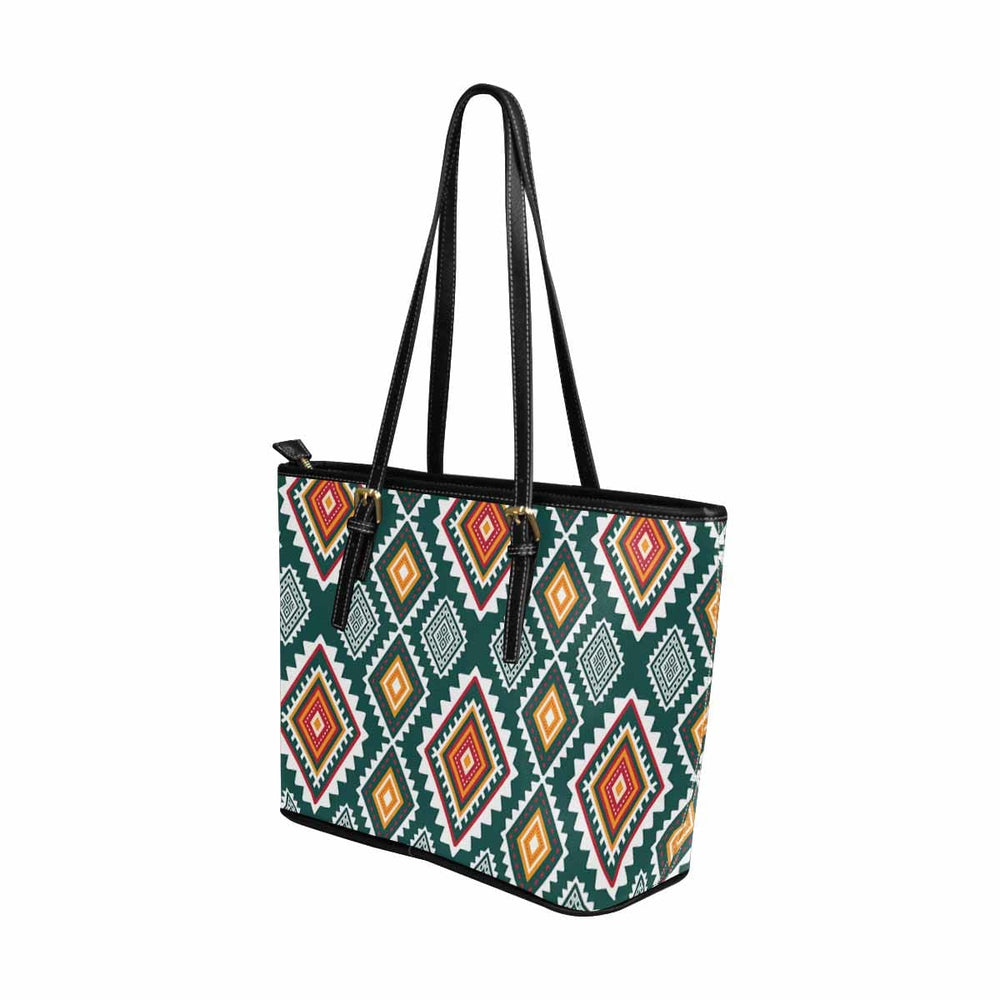 Large Leather Tote Shoulder Bag - Multicolor Illustration - Bags/Leather Tote