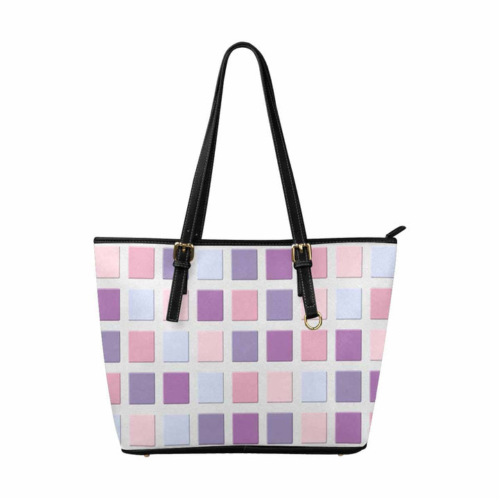 Large Leather Tote Shoulder Bag - Multicolor Illustration - Bags/Leather Tote