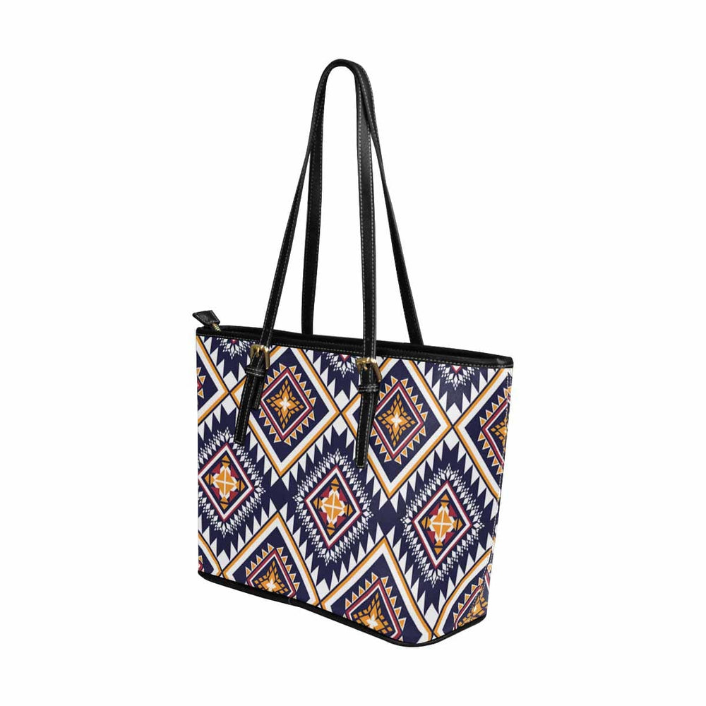 Large Leather Tote Shoulder Bag - Multicolor Illustration - Bags/Leather Tote