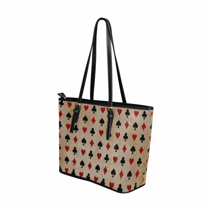 Large Leather Tote Shoulder Bag - Multicolor Illustration - Bags/Leather Tote