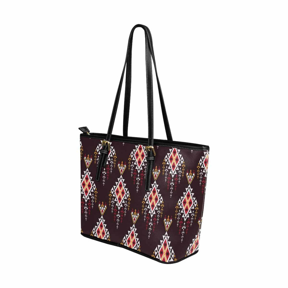 Large Leather Tote Shoulder Bag - Multicolor Illustration - Bags/Leather Tote