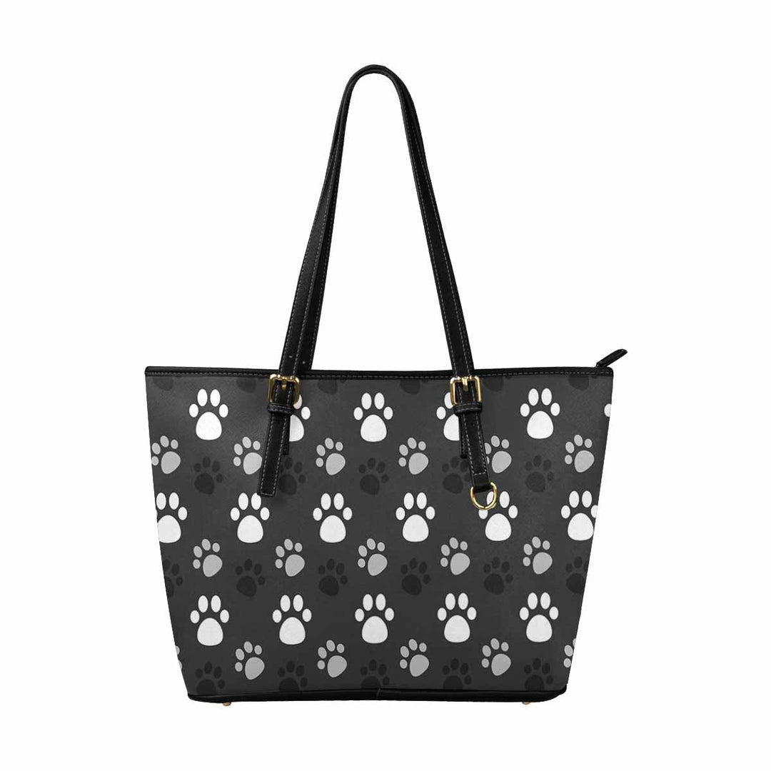 Large Leather Tote Shoulder Bag - Paws Dark Grey Tote - Bags | Leather Tote Bags