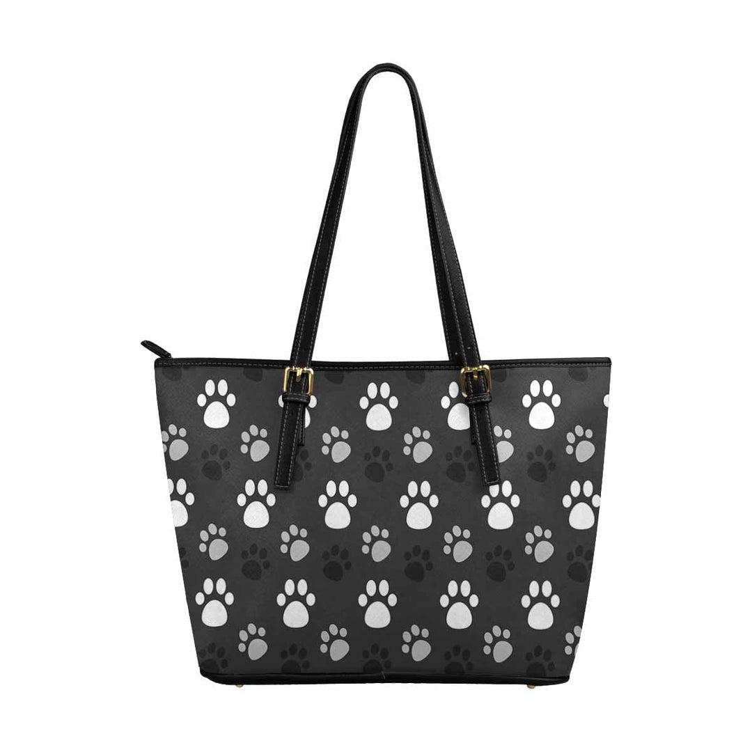 Large Leather Tote Shoulder Bag - Paws Dark Grey Tote - Bags | Leather Tote Bags